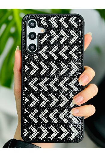 Go Aksesuar Galaxy A15 Compatible Patterned Diamond Design Rhinestone Sparkling Shiny Diamond Silicone Case