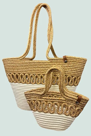 MaVaux Sun Mother Child Wicker Look Beach Bag