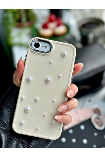 Go Aksesuar Flexible Silicone Case with Pearl 3D Toy Design Compatible with iPhone 7 - 8 - Se 2020 - Se 2022