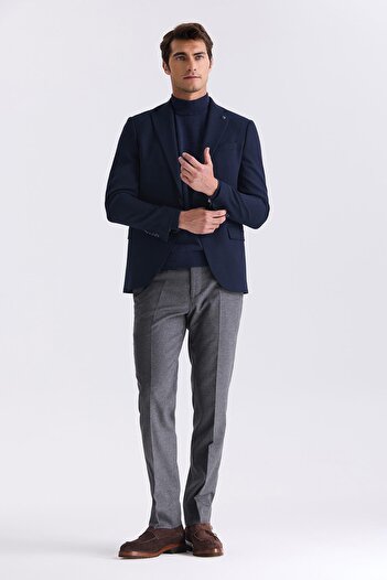 Jakamen Синій Slim Fit Mono Yaka Двохрозрізний спортивний піджак