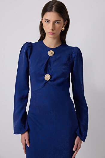 Touché Privé Button Detail Jacquard Dress