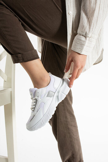 Getcho Babel White Women's Sports Shoes Thick Sole Comfortable Structure Stylish Summer Sneaker Model for Daily Walking