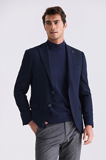 Jakamen Синій Slim Fit Mono Yaka Двохрозрізний спортивний піджак