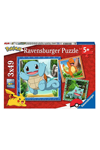 RAVENSBURGER Çocuk Puzzle 3x49 Parça Puzzle Pokemon 055869