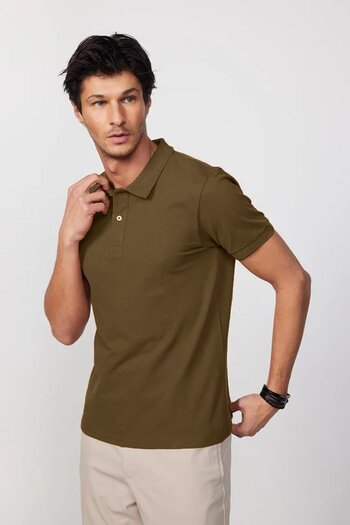 Tudors Men's Regular Fit Classic Cut 100% Cotton Plain Pique Dark Mink Polo Neck T-Shirt