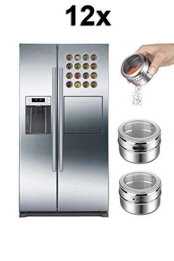 Weather Forecast 12-Piece Magnetized Quality Steel Spice Rack Set Gin114-12