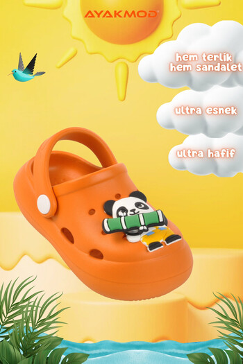AYAKMOD Orange Sabo Slippers - Baby Sandals Yumurcak B