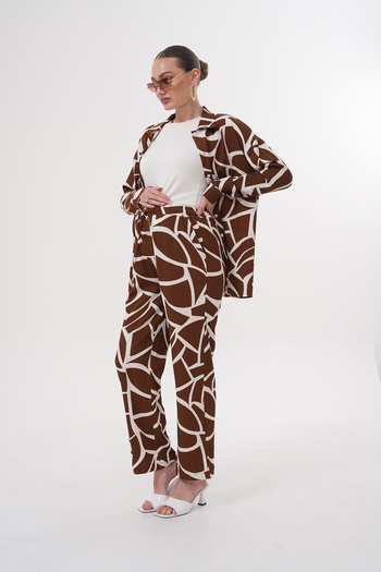 Miss Dünya Lissa Pregnant and Maternity Long Sleeve Printed Shirt Pants Top and Bottom Set