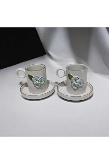 seda seramik Handmade Design Gold Gilded 2-Person 4-Piece Coffee Cup Set 110 ml