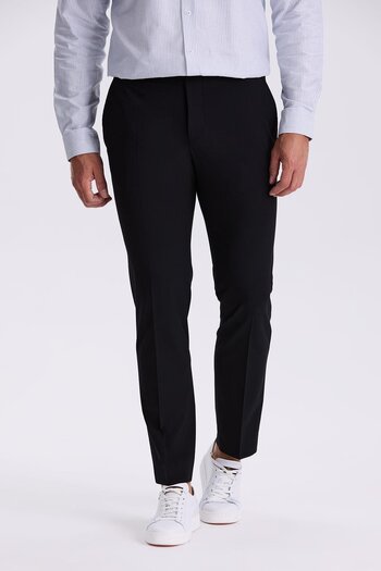 Jakamen Black Comfort Fit Bamboo Blend Relaxed Cut Stretch Fabric Pants