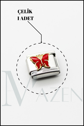 MAZEN 1 Piece Red Butterfly Figured, Character Steel Italian Bracelet Charm