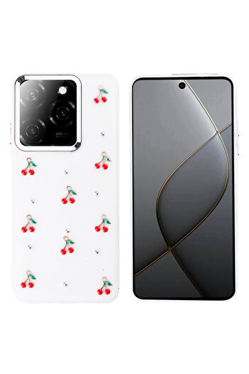 VARDAR AKSESUAR Tecno Spark 20 Pro 5g Case Airbag Design Silvery Transparent Vrdr Pole Cover - Cherry
