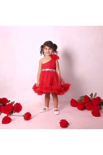 Ahsenimbebe ONE SHOULDER SHORT GIRLS' EVENING DRESS
