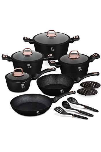 Berlinger Haus Set de vase de gătit Black Rose Berlinger Haus BH 8234, 15 piese, antiaderente, titan