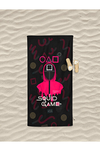 Home Squid Game Patterned Digital Printed Men's Young Children's Beach Bath Towel