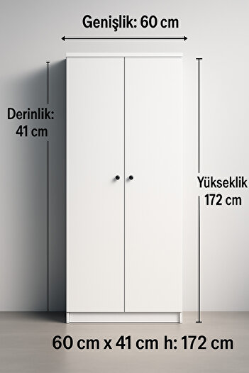 Exent Frezya 2 Kapaklı Elbise Dolabı-2 Kapılı Gardırop