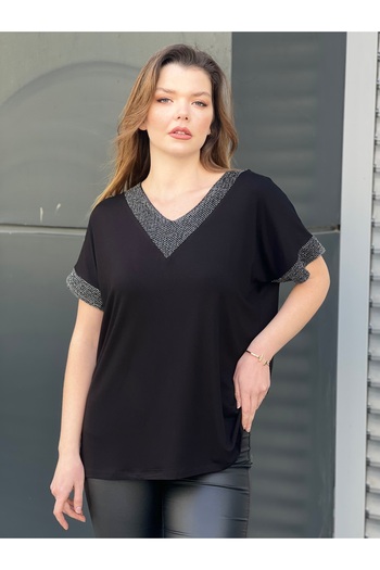 citycenterfashion Women's Plus Size V-Neck Blouse - Mesh Sim (Cty-Xyn-7643) Intermediate Size M-L-Xl-Xxl