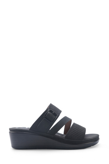 Polaris 105511.Z5Fx Black Women's Wedge Heel Slippers