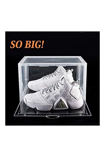 COOYA 6 pieces of transparent shoe storage box, stackable design, space saving, easy opening and closing