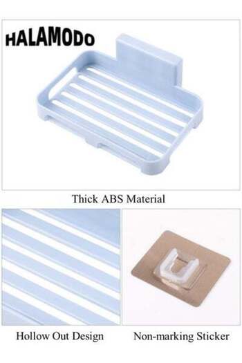 HALAMODO Soap Dish Holder with Hook Wall Mounted Shower Soap Holder Soap Tray Bar No Drilling Removable Bar S