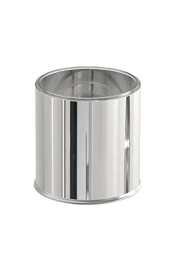 Zethome   Stainless Steel Lidless Trash Can, Chrome 5 Lt and Toilet Brush Set