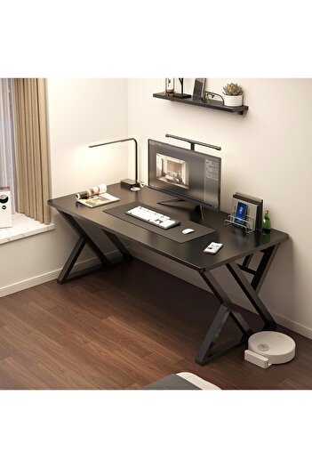 COOYA 39 Inch PC Computer Desk,With 2 cable management,X-Shaped Leg Design,Extra Storage,60x120x76cm,Black