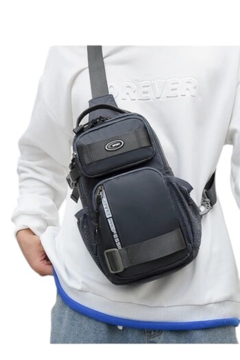 Newish Men's Black Chest Bag Shoulder Bag Crossbody Bag Oxford Cloth Casual Men's Backpack