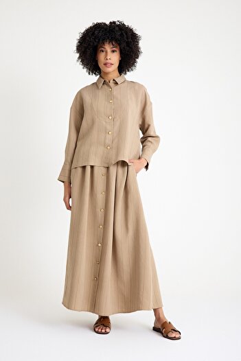 QANU Buttoned Skirt Suit Mink