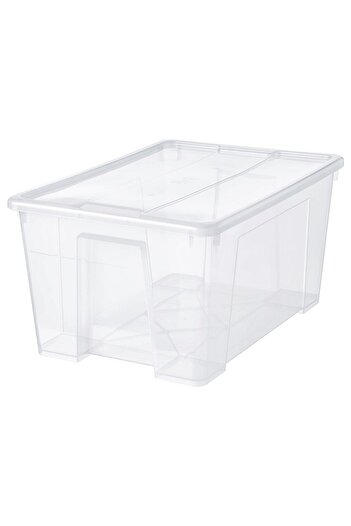 IKEA صندوق ساملا مع غطاء، شفاف، 57 × 39 × 28 سم/45 لتر