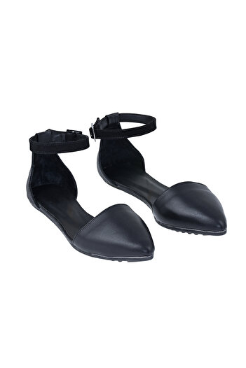 Moosefield Genuine Leather Women's Ankle Strap Black Sandals