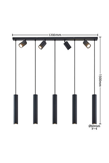 N Naturel Aydınlatma 120cm 9 Spotlu Ledli Yemek Masası Avizesi / Sarı Işık Ampul Dahildir / Eskitme Renk