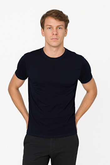 İpek Tekstil 100% Cotton Men T-Shirt Solid Color Basic Combed Cotton Crew Neck
