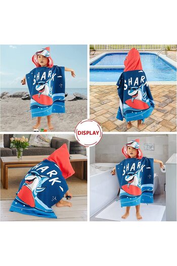 Lolliboomkids Erkek Çocuk Denizaltı Surfer Desenli Panço Havlu / Kapüşonlu