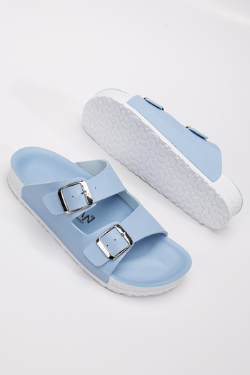 POLOMİA Maya Flexible Double Buckle Wet Floor Comfort Comfortable Women's Daily Slippers