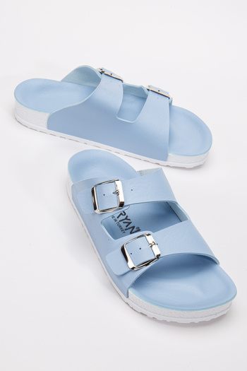POLOMİA Maya Flexible Double Buckle Wet Floor Comfort Comfortable Women's Daily Slippers
