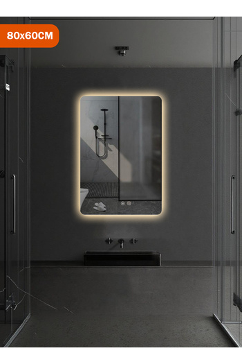 Taimi Wall Mirror 80x60cm-Elegant Design Mirror with 3-Light Levels,Makeup Mirror Dressing Room,Enterway