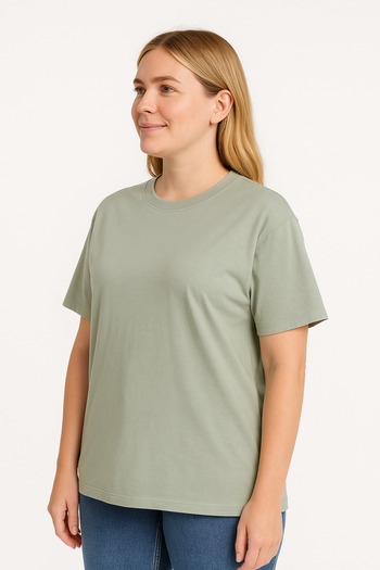 İpek Tekstil 100% Cotton Women's T-Shirt Oversize Solid Color Basic Combed Cotton Crew Neck