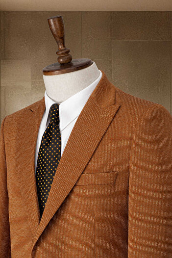 Sergio Ferraro Camel İtalyan Stil Slim Fit Erkek Blazer Ceket