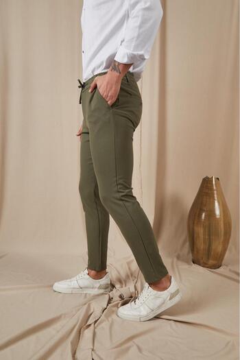 JACK CAPRİO Men's Slim Jogger Pants - High Quality Product with Elastic Waist Limkali Cord Belt