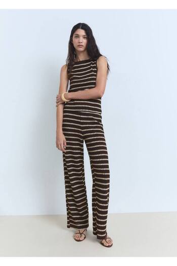 MANGO Woman Blouse Knitted Suit with Geometric Patterns