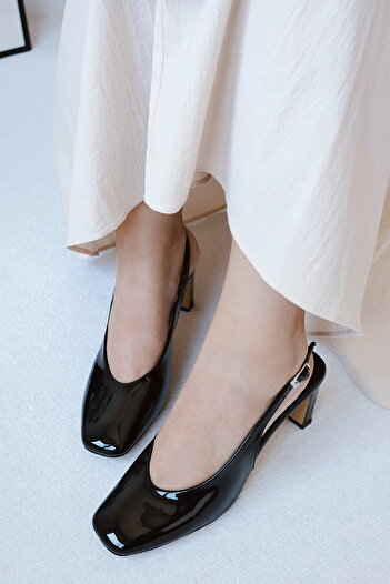 POLKA STORE Mirror Vintage Design Back Open Stiletto Evening Dress Heeled Women's Shoes