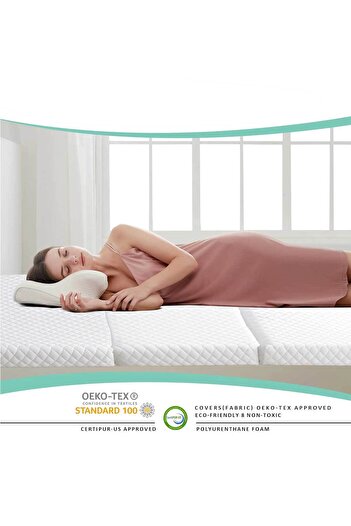 RevuBaby Çoton Kumaş Katlanabilir Yatak Taşınabilir Misafir Yatağı 8 CM Kalınlık