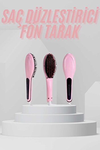 ZERO LAND Hn-Shop Electric Hair Straightener Comb Hair Straightening Brush Tight Teeth Pink