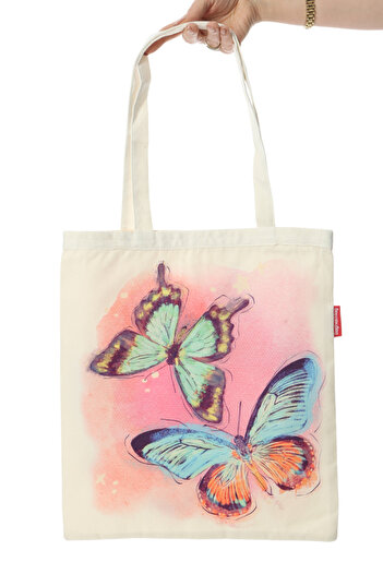 Baghashtag Colorful Butterfly Printed Cloth Bag