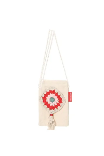 Baghashtag Red Pattern Hand Embroidered Canvas Phone Bag