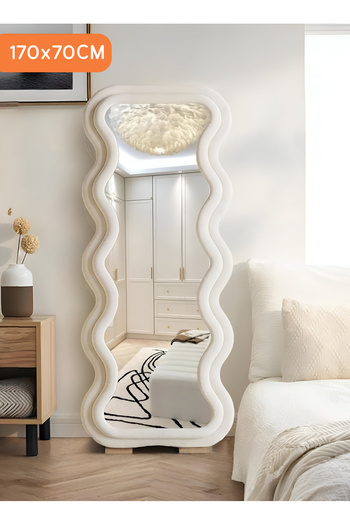 Taimi Extra Large Mirror With Elegant Design170x70cm-full Length Mirror With Beige Wooden Frame