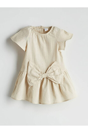 LC Waikiki Lcw Baby Green Ribbon Detailed Cotton Baby Girl Dress