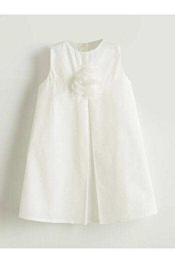 LC Waikiki Lcw Kids Ecru 3D Floral Girl's Dress
