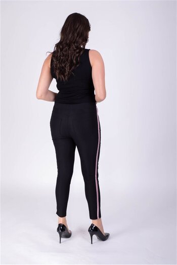 MYLİNE Push-Up Striped Elastic Waist Trousers