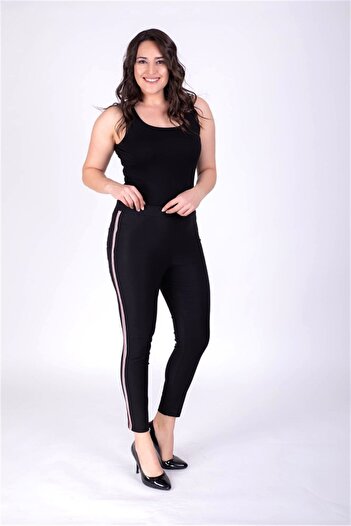 MYLİNE Push-Up Striped Elastic Waist Trousers